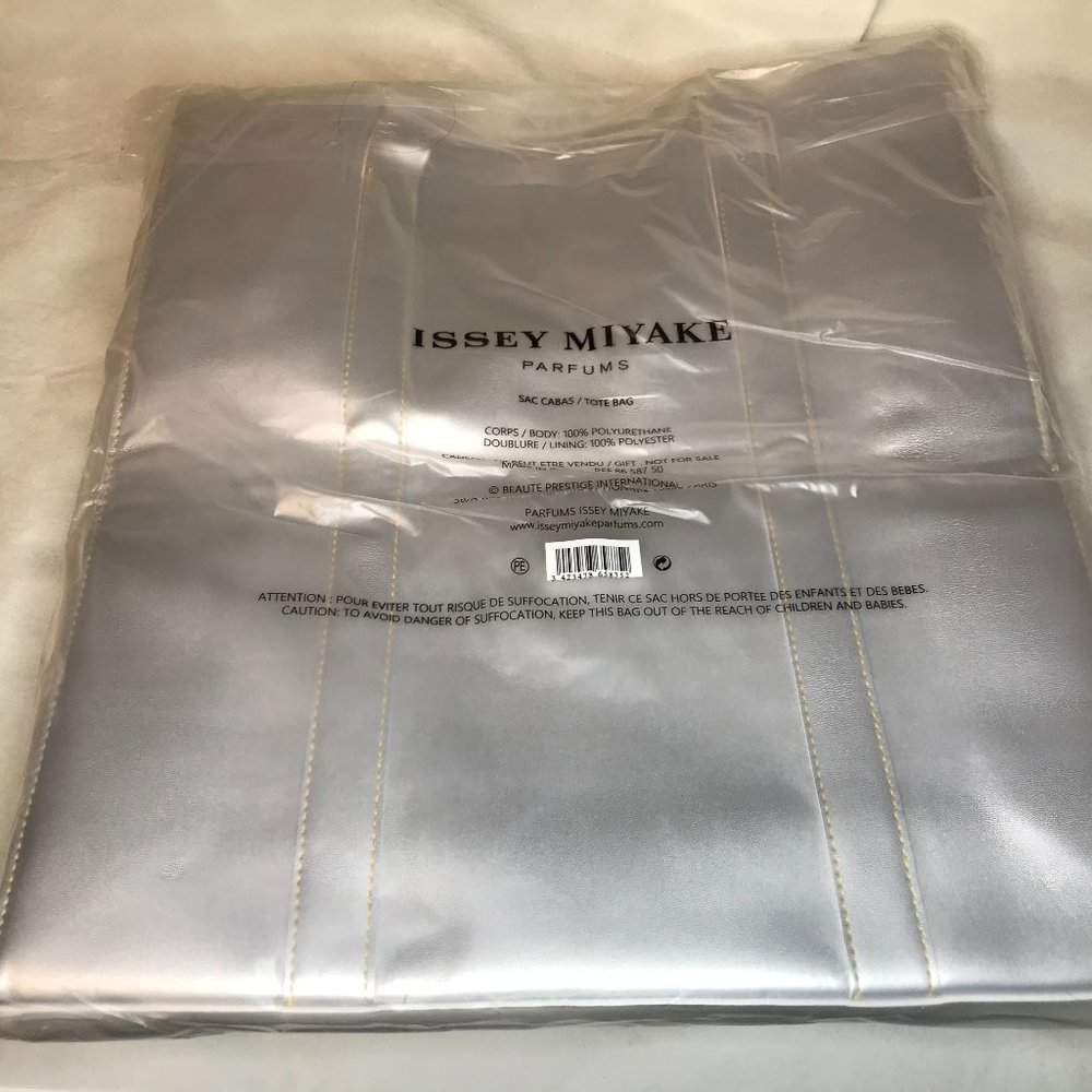 Issey Miyake Parfums Tote Bag Silver Faux Leather